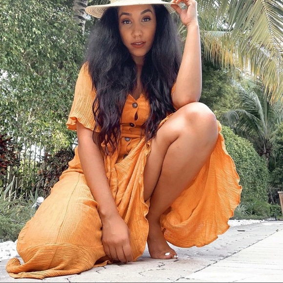 JustFab Marigold Flutter Midi Dress - Picture 4 of 7